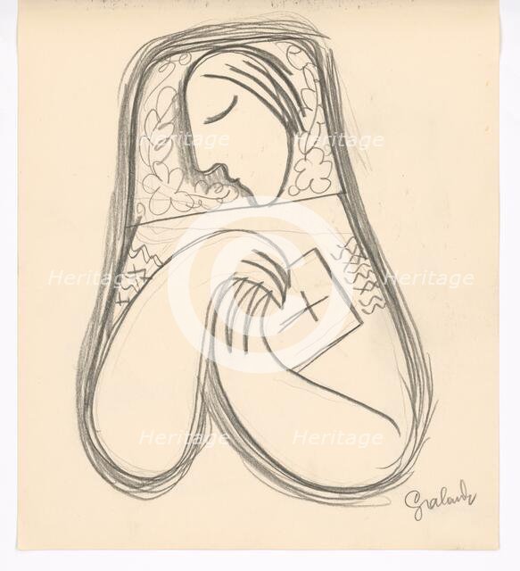 Woman with a prayer book, 1938. Creator: Mikulas Galanda.