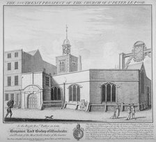 South-east prospect of the Church of St Peter-le-Poer, City of London, 1736. Artist: William Henry Toms