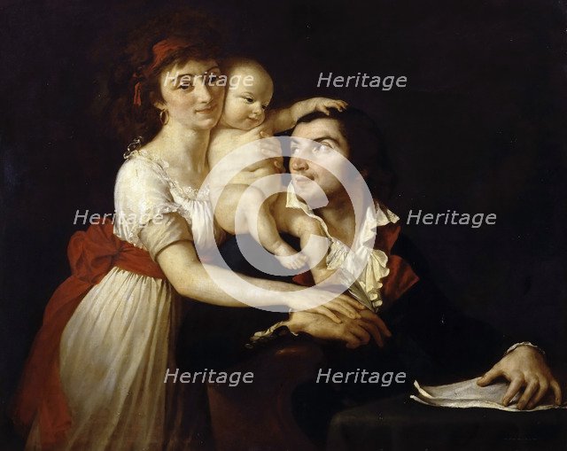 Camille Desmoulins with his wife Lucile and child. Artist: David, Jacques Louis (1748-1825)