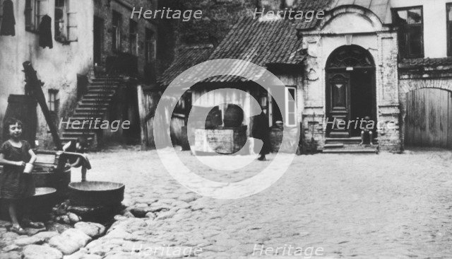 Synagogue courtyard in Vilna, Poland, (c1930s?) Artist: Unknown