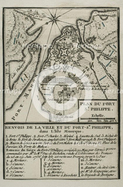 Map of Fort of St Philip (Castle of San Felipe), Menorca, 1756 (1765). Creator: Jean de Beaurain.