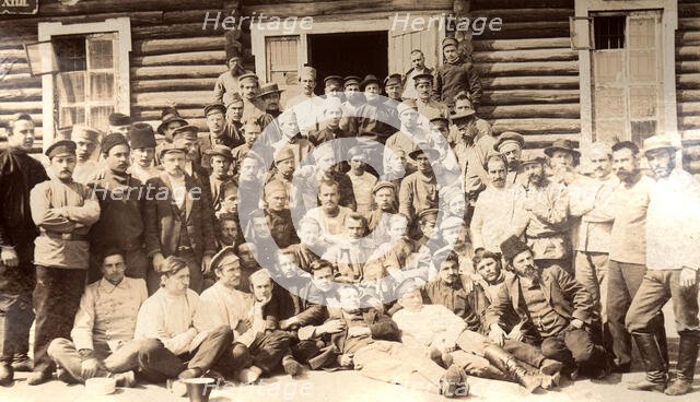 A Group Picture of Convicts in Front of the Kitchen, 1906-1911. Creator: Isaiah Aronovich Shinkman.