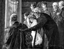 She took the glass, but purposely turned it on the wrong boat, 1883. Creator: R. Taylor.