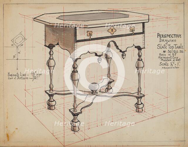 Slate-top Table, 1935/1942. Creator: M. Rosenshield-von-Paulin.