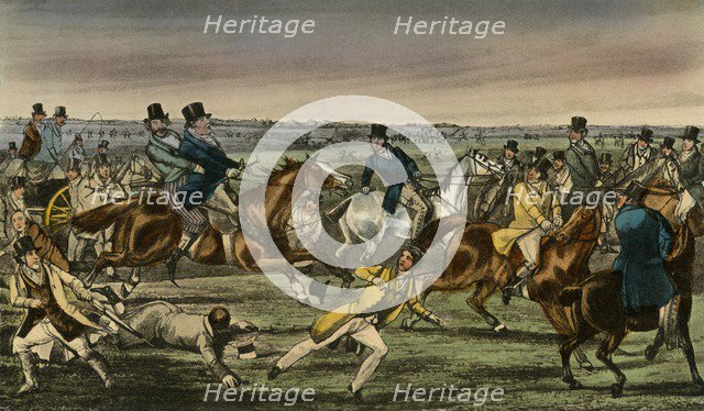 'Mr. Jorrocks makes his Entrée into the Newmarket Betting-ring', 1838. Artist: Henry Thomas Alken.