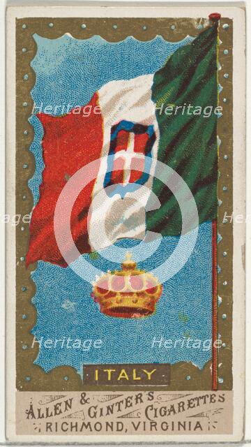 Italy, from Flags of All Nations, Series 1 (N9) for Allen & Ginter Cigarettes Brands, 1887. Creator: Allen & Ginter.
