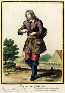 Recueil des modes de la cour de France, 'Berger de Gonesse', between c1678 and c1693. Creator: Nicolas Bonnart.