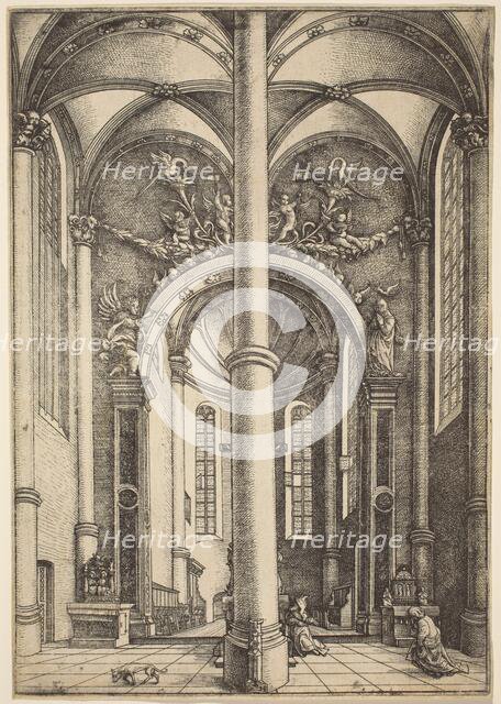 Interior of the Church of Saint Katherine with Parable of the Pharisee and the Publican, c. 1530. Creator: Daniel Hopfer.