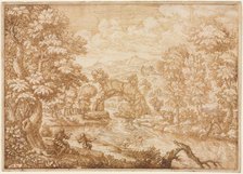 River Landscape with Arched Rock, second half 1600s. Creator: Crescenzio di Onofrio (Italian, 1632 ?-aft 1712).