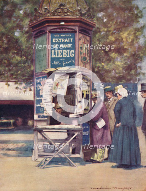 'A Kiosque, Paris', 1903. Artist: Mortimer L Menpes.