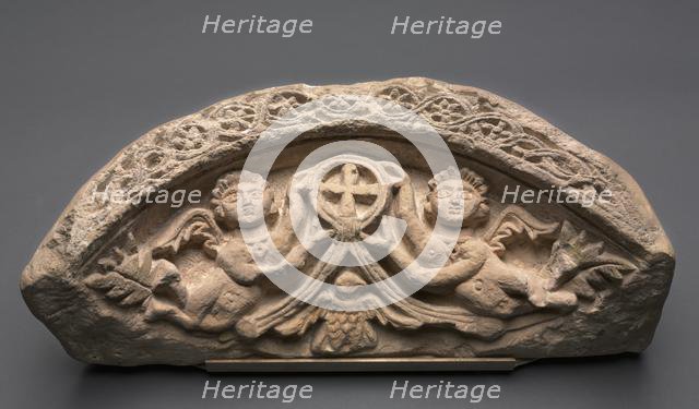 Lunette with Two Angels Supporting a Pendant Cross, 400s. Creator: Unknown.