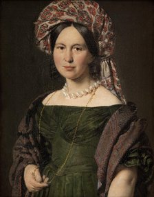 Cathrine Jensen, née Lorenzen, the Artist's Wife Wearing a Turban, 1842-1844. Creator: Christian Albrecht Jensen.