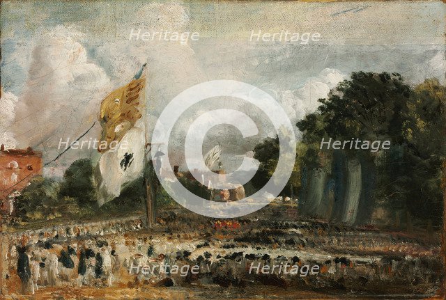 Celebration of the General Peace of 1814 in East Bergholt, 1814. Artist: Constable, John (1776-1837)