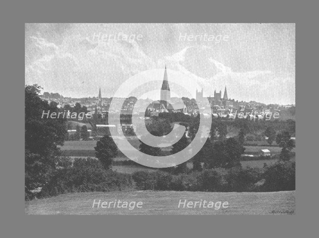 Exeter from Barley, c1900. Artist: George Denney.