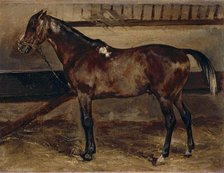 Brown horse in a stable, 1818. Creator: Theodore Gericault.