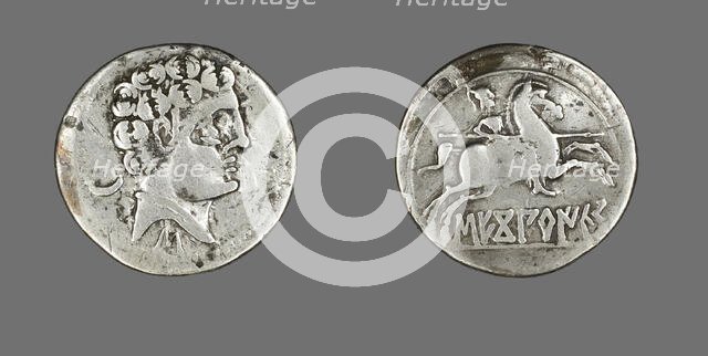 Denarius (Coin) Depicting a Laureate, about 100-50 BCE. Creator: Unknown.