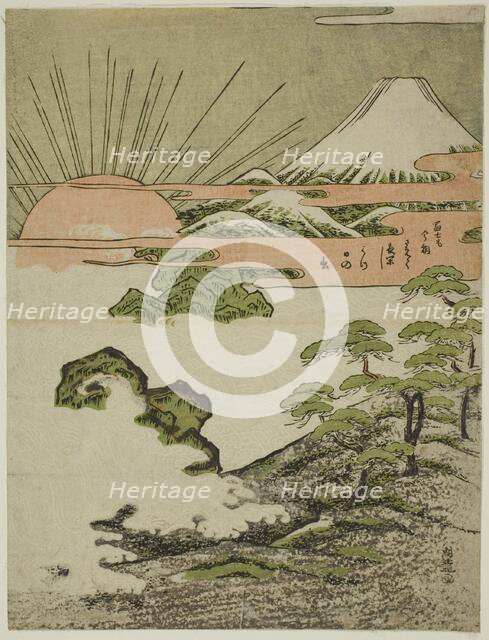 View of Mount Fuji at sunrise on New Year's Day, c. 1772. Creator: Isoda Koryusai.
