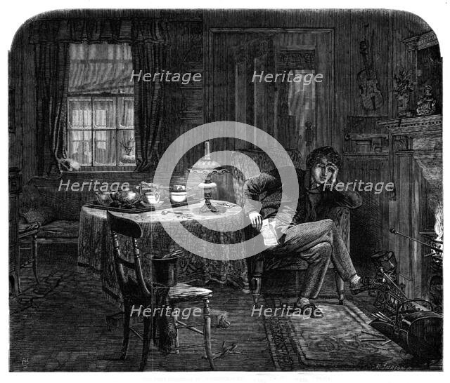 The first Christmas from home - drawn by A. Hunt, 1861. Creator: Mason Jackson.