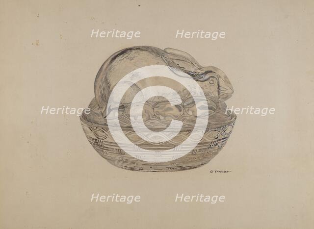 Covered Rabbit Dish, 1935/1942. Creator: George Yanosko.
