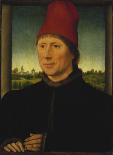 Portrait of a Man Wearing a High Red Cap, c1470-1475. Creator: Hans Memling.