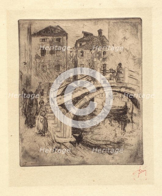 Venetian Canal and Bridge, 1886. Creator: Robert Frederick Blum.