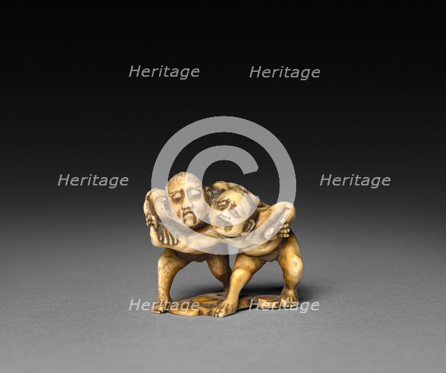 Two Wrestlers, 19th century. Creator: Unknown.