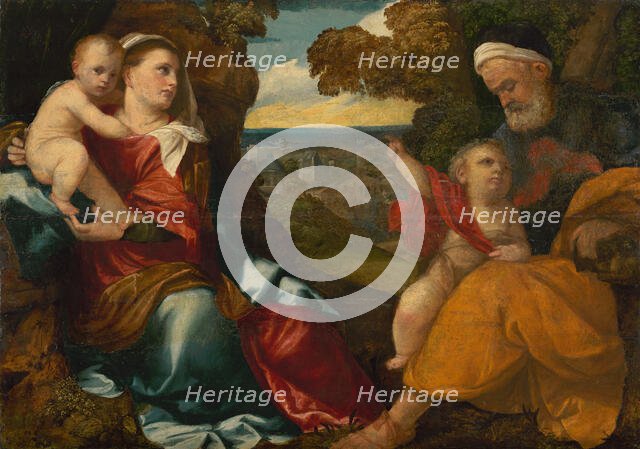 Holy Family with Saint John the Baptist, 1528. Creator: Bonifacio de' Pitati.