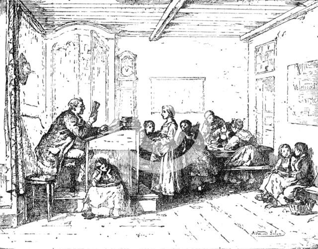 Illustrated handbooks to the picture exhibitions: "The Swiss Village School" by Armand Leleux, 1880. Creator: Unknown.