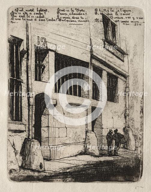 Etchings of Paris: The Street of the Bad Boys, 1854. Creator: Charles Meryon (French, 1821-1868).