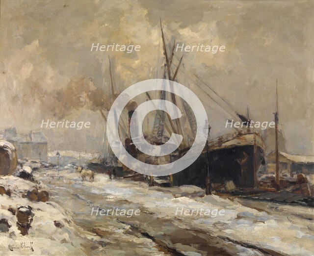 Antwerp Harbour in Winter, c1900-1920. Creator: Maurits Blieck.