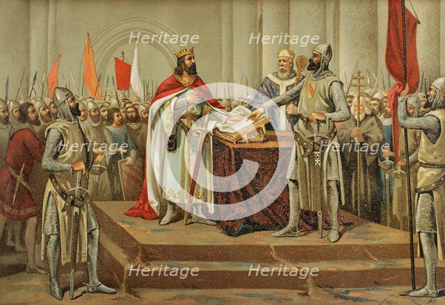 Medieval legend of the Oath of Santa Gadea, 11th century, (1889).  Creator: Unknown.