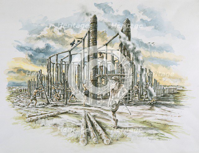 Durrington Walls, Wiltshire, c2500 BC (ealy 2000s). Artist: Peter Dunn.