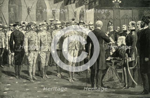 'The Inspection of Colonial Soldiers at Windsor Castle by Queen Victoria, Nov. 16, 1900', 1901. Creator: Richard Caton Woodville II.