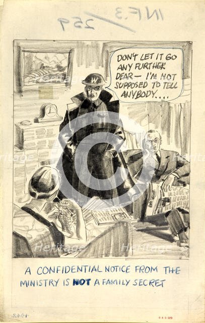 'A confidential notice from the Ministry is NOT a family secret', WWII poster between 1939 and 1946. Creators: Central Office of Information, Unknown.