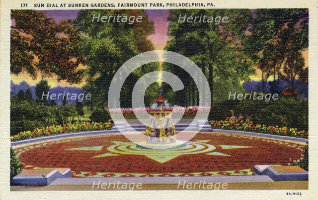 Sundial, Sunken Gardens, Fairmount Park, Philadelphia, Pennsylvania, USA, 1933. Artist: Unknown