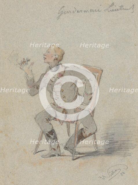 Seated Gendarmerie Lieutenant, 1854. Creator: Friedrich Carl von Scheidlin.