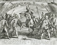 Civilis Separates Germans and Dutch Troops, Publshed 1612. Creator: Antonio Tempesta.