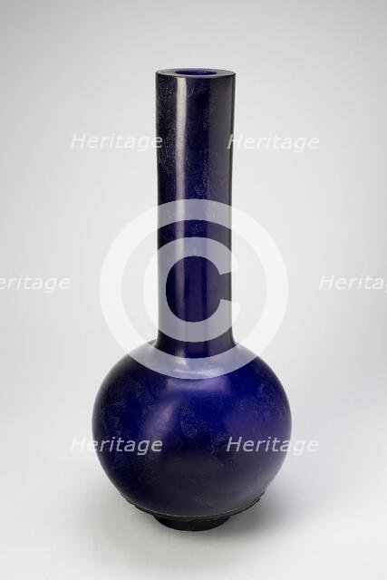 Large Blue Glass Bottle Vase, Qing dynasty (1644-1911), 19th century. Creator: Unknown.