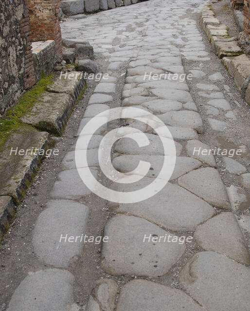 Cobbled street, Pompeii, Italy, 2009.  Creator: LTL.