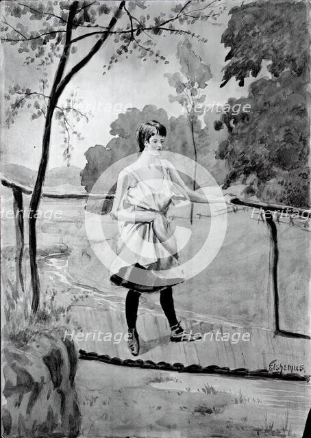 Eleanor (On the Log Bridge, Study for Painting), c. 1896-1899. Creator: Louis Michel Eilshemius.