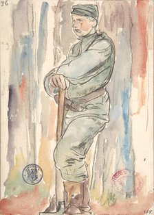 Soldier of the Polish Legions Digging Trenches, March-April 1916. Creator: Leopold Gottlieb.