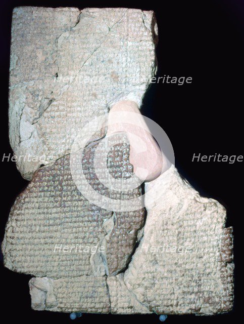 Babylonian story of the flood on a clay tablet, probably from Sippor, Old Babylonian, 1635BC. Artist: Unknown