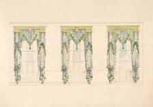 Design for Green and White Curtains with Green Fringes and a Green and.., early 19th century. Creator: Anon.