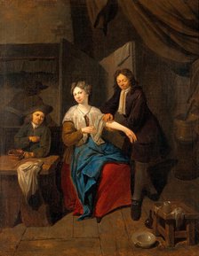 A surgeon preparing to let blood by cupping, his apprentice warming the cupping glass, c1710s. Creator: Jan Baptist Lambrechts.