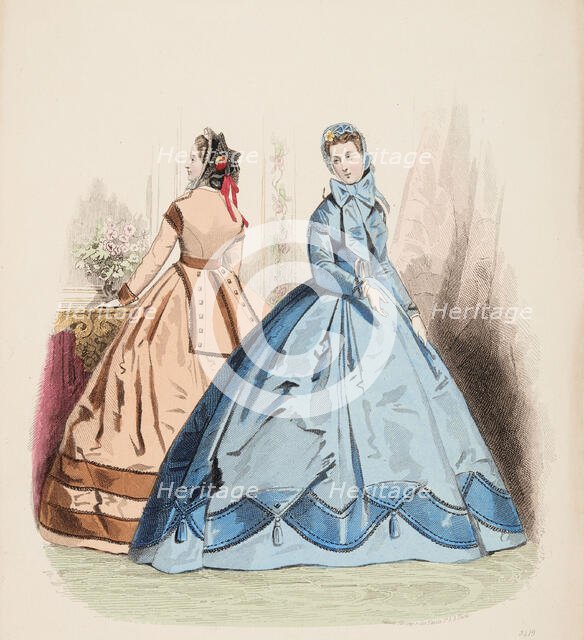 Fashion Plate - Petit Courrier des Dames 'Modes de Paris', 1866. Creator: Gilquin fils.