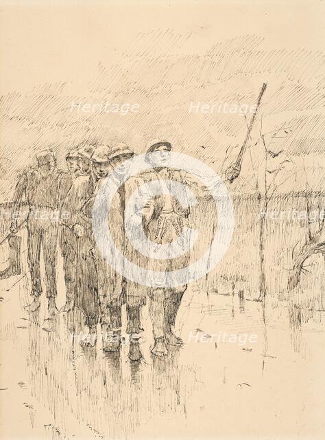 Drunk men walking in the rain, 1880-1900. Creator: Ladislav Mednyanszky.