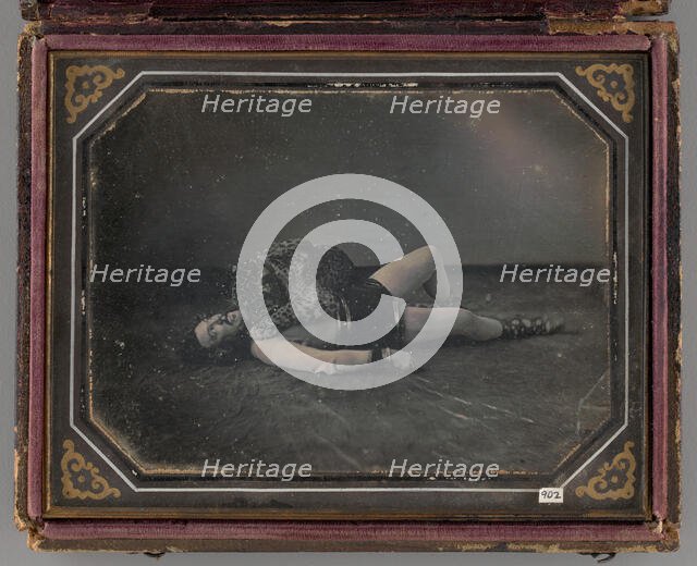 Untitled (Portrait of Wild Animal Tamer Jacob Driesbach with Jaguar), 1850. Creators: William Langenheim, Frederick Langenheim.