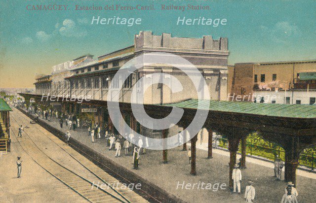 Camaguey. Estacion del Ferro-Carril. Railway Station, Cuba, c1910s. Artist: Unknown