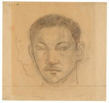 Head of a Tahitian with Profile of Second Head to His Right, 1891/93. Creator: Paul Gauguin.