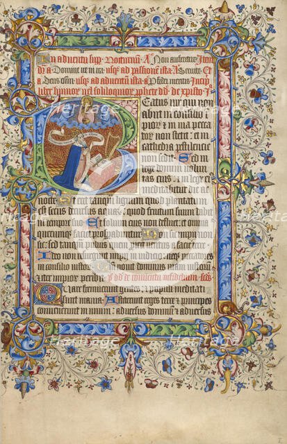 Initial B: David in Prayer; Psalter, 1420-1430. Creator: Unknown.